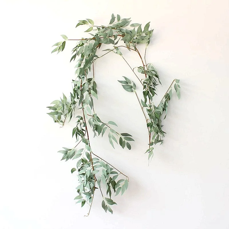 Grey green DIY шелковая гирлянда Свадебная вечеринка искусственные плетеные листья Виноградная лоза фон стены окна украшения - Цвет: Grey green