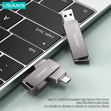 Usams otg 3 em 1 tipo-c + usb 3.0 movimentações flash de alta velocidade pendrive usb chave 16g 32gb 64gb 128gb 256g usb flash driver para o telefone/guia