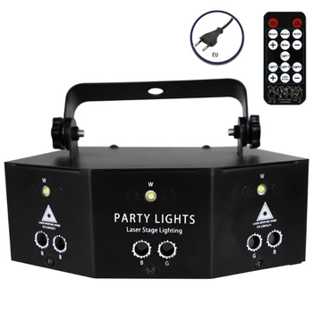 

US/EU/UK/AU Plug 9 Lens Pattern Projection Lamp Remote Control Beam Scanning Stage Light Colorful Strobe Light for Bar KTV DJ