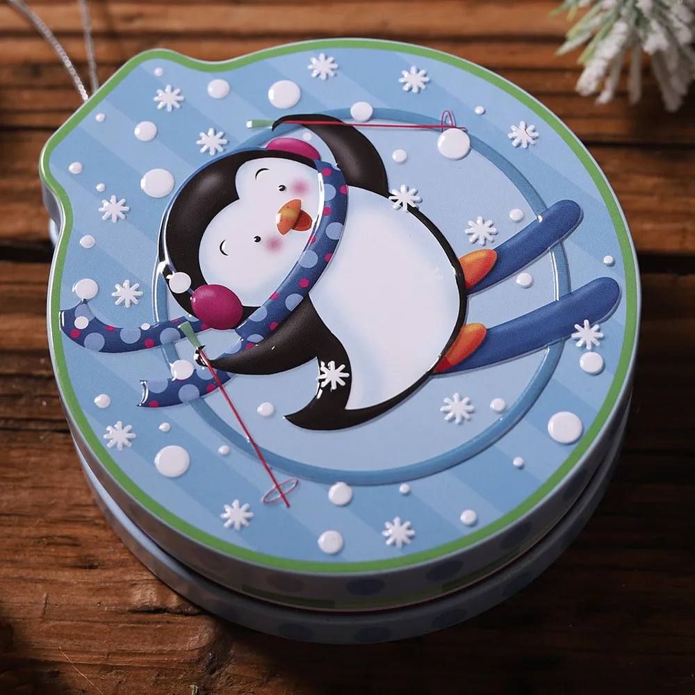 

For Christmas Tree Ornament Round Cookie Jar Candy Storage Box Children's Gift #19/8