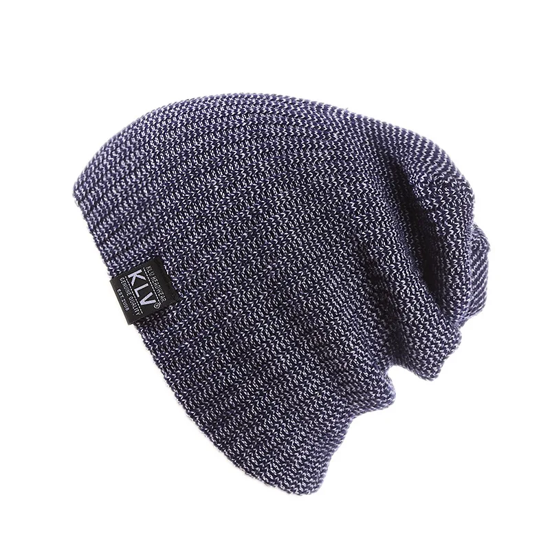 Тёмно-синий Однотонная Рождественская вязаная шапка для мужчин и женщин, вязаная Лыжная Шапка в стиле хип-хоп, зимняя теплая шерстяная шапка унисекс, зимние шапки для женщин - Цвет: Тёмно-синий