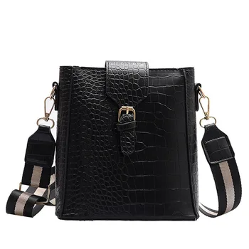 

Women's Handbags Casual Female Bucket New PU Leather Strap Zipper Solid Fashion Ladies Shoulder Bags Crossbody Bags Black Totes