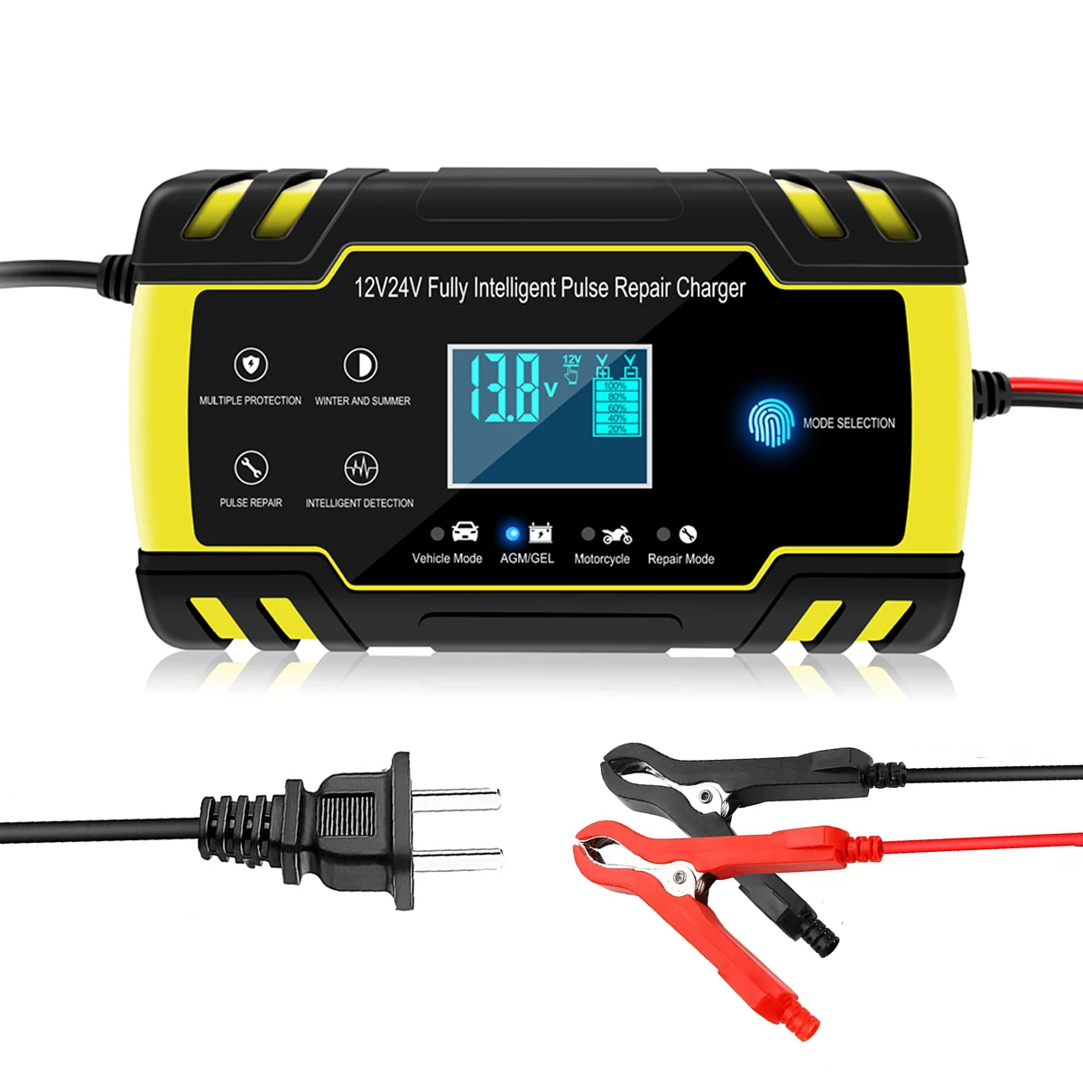 12V-24V 8A Full Automatic Battery-chargers Digital LCD Display Car Battery Chargers Power Puls Repair Chargers Lead Acid For Car