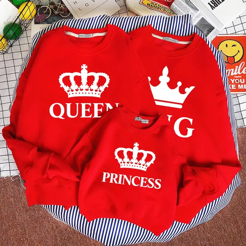 King queen prince и princess одинаковые комплекты для семьи футболка мамы папы сына дочери