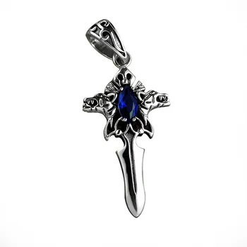 

S925 Silver Vintage Cross Necklace Sword Cross Men Ornament Necklace