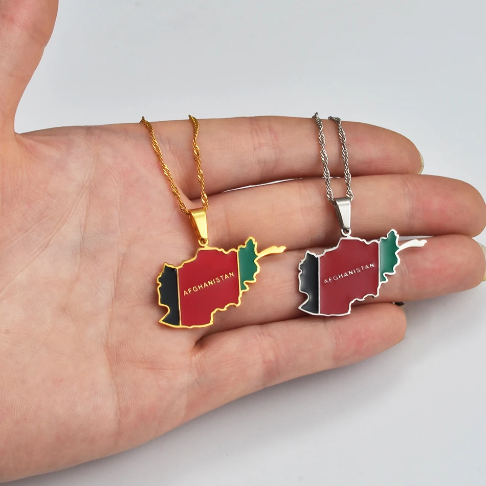 HHRFCS Afghaanse kaart en vlag ketting voor vrouwen