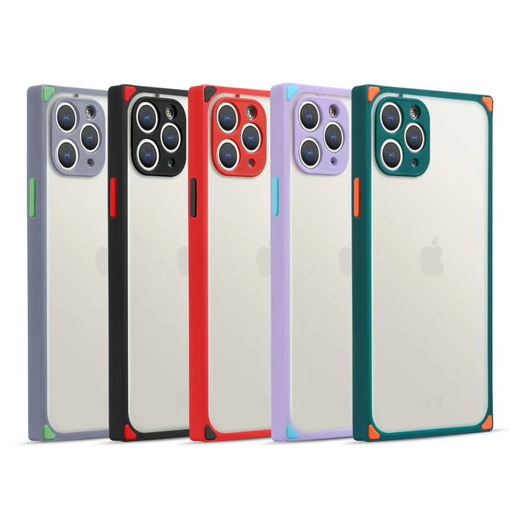 Square Edge Case For Iphone 11 Pro Max 11pro 12 X R Xs Xr 7 8 Plus Se 6 6s Shockproof Luxury Brand Cover Phone Accessories Phone Case Covers Aliexpress