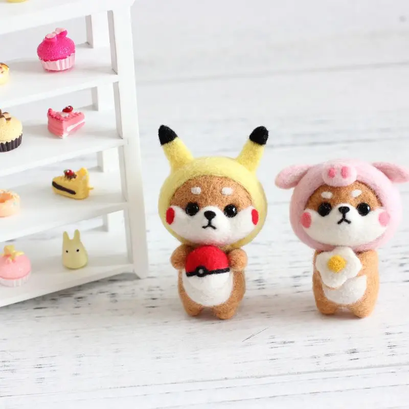 Pig Doll Wool Felt Craft DIY Non Finished Poked Set Handcraft Kit For Needle Material Bag Pack Drop Ship Support