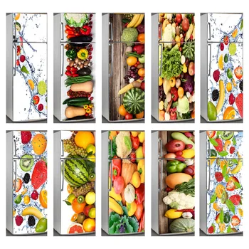 

Wholesale 3D Fruit Vegetables Self Adhesive Dishwasher Refrigerator Freeze Sticker Kid's Art Fridge Door Cover Wallpaper