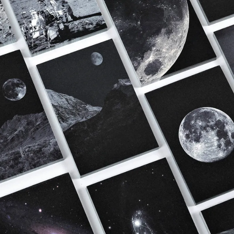 

6 Packs Mixed Total 600PCS Into The Moon Cool Black Fashion Memo Pad Collection Set 60mm*90mm