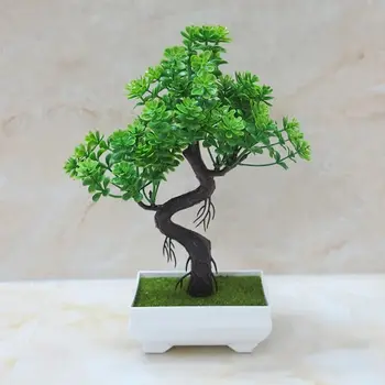 Artificial Green Fake Chrysanthemum Grass Small Bonsai Tree Plastic Plant Decoration Living Room Placement Balcony  1