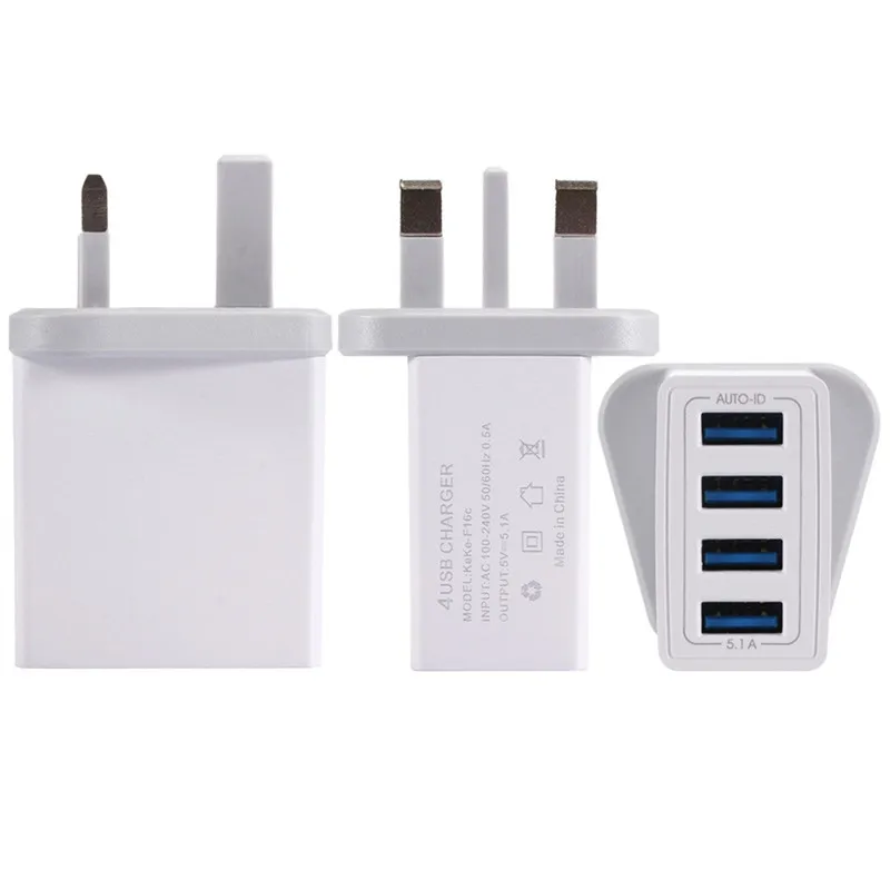 EPULA Универсальный Великобритании штекер 5.1A 4 в 1 USB путешествия настенное зарядное