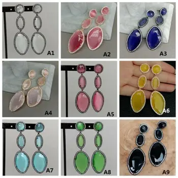 

Multi Color Cat Eye Cz pave Gold Plated Stud Earrings