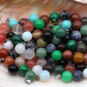 

Natural Stone Pendants Point Pendants Size 14mm Round Shape Charms pendants For Fashion Women Jewelry DIY Making 10pcs GN07