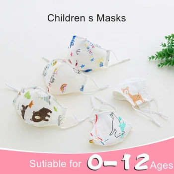 

0-4-12 Age Newborn Kids Washable Face Mask 4-layer Children Mask Mascarillas Children Cartoon Mask Washable Cotton Mask