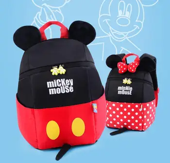

New Arrival Disney Mickey Minnie Waterproof School Book Backpack Ultralight Kids Large Capacity With Traction rope Anti-lost Bag