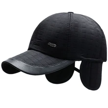 HT2714 осенне-зимние шапки для мужчин, регулируемая бейсбольная кепка, Толстая Теплая мужская бейсбольная шапка с ушками, ветрозащитная шапка для папы с ушками