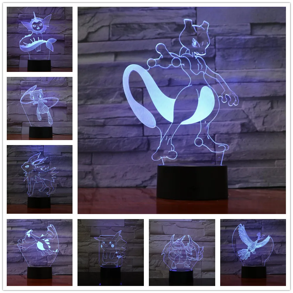 

Pokemon Mewtwo 3D Visual Lamp Colors Change Optical Illusion Touch Table Desk LED Night Light Great Kids Gifts Home Decoration