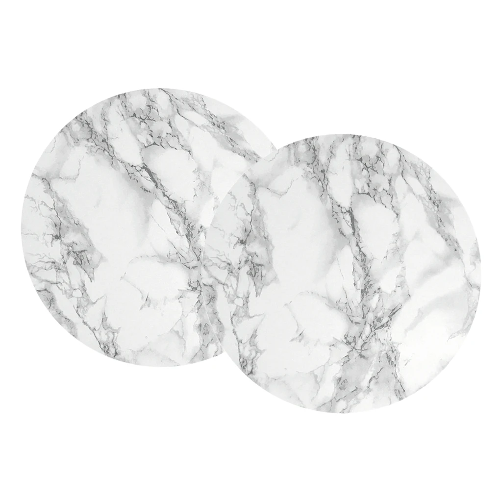 2-Pack Table Cloth Large Round Elastic Edge Fitted Vinyl Waterproof Table Cover - 47 Inches Diameter - Black Marble Pattern