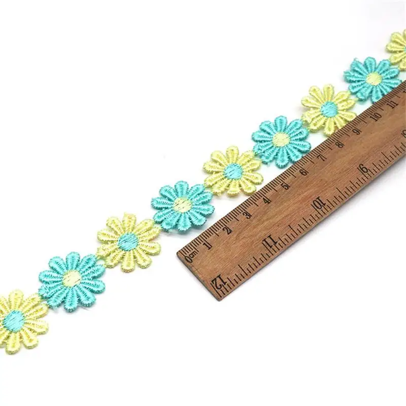 Lace Sewing Supplies K15314 Colorful Daisy Flower Lace Trim lace ribbon sewing patches lace sewing supplies lace sewing accessories