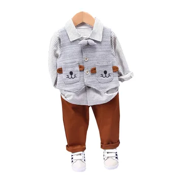 

Baby Boys Out Cotton Clothes Children Spring Autumn Striped T Shirts Vest Pants 3Pcs/sets Outfit Kids Fashion Toddler Tracksuits