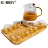 طقم شاي زجاجي مقاوم للحرارة بسعات متعددة من BORREY 5