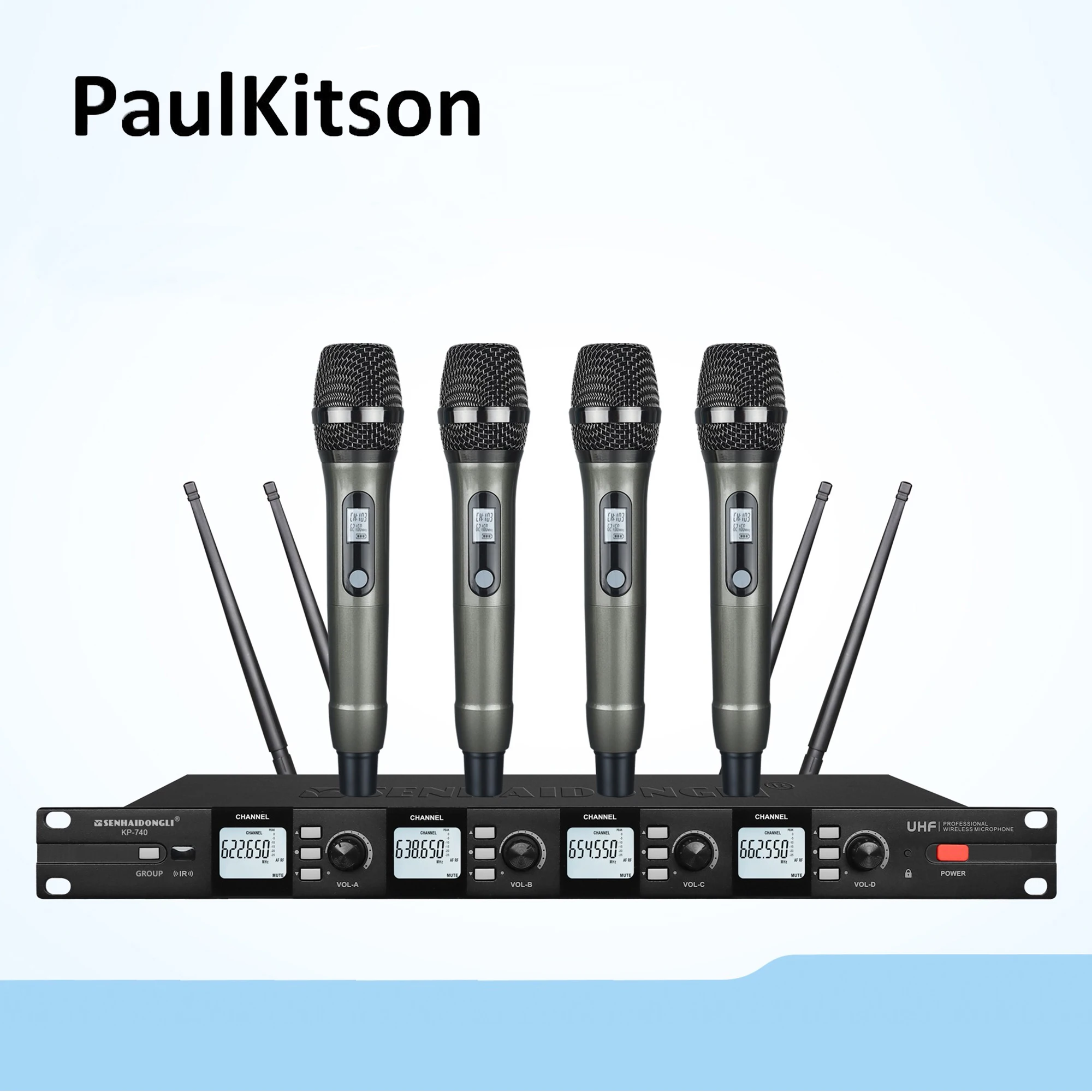 Paulkitson KP740 UHF Professional Digital Microphone 4 Channel Wireless Conference Mic Gooseneck Microphone for Meeting