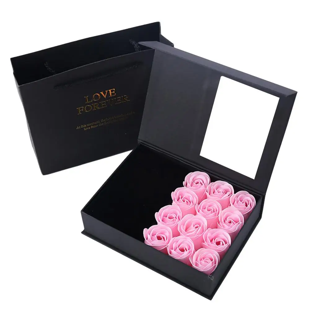 Valentine's Day Gift Box With Soap Roses Box For Jewelry Ring Necklace Lipstick 
