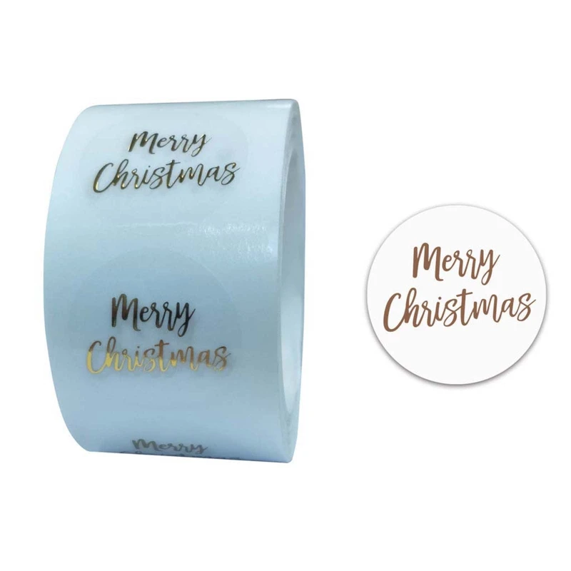 

500pcs Round Transparent Merry Christmas Stickers Envelope Gift Cards Seal Label