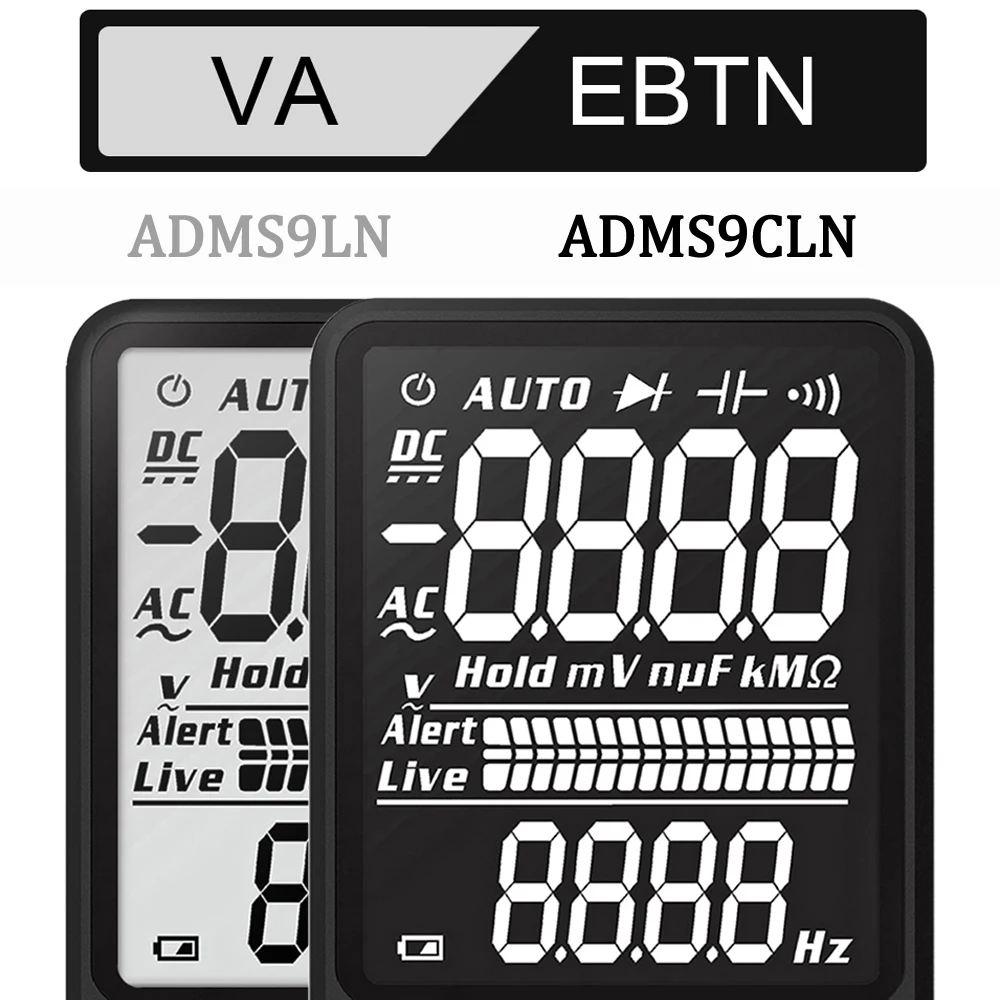 Цифровой мультиметр BSIDE ADMS9CLN большой ЖК дисплей 9999 дюйма 3 линейный тестер