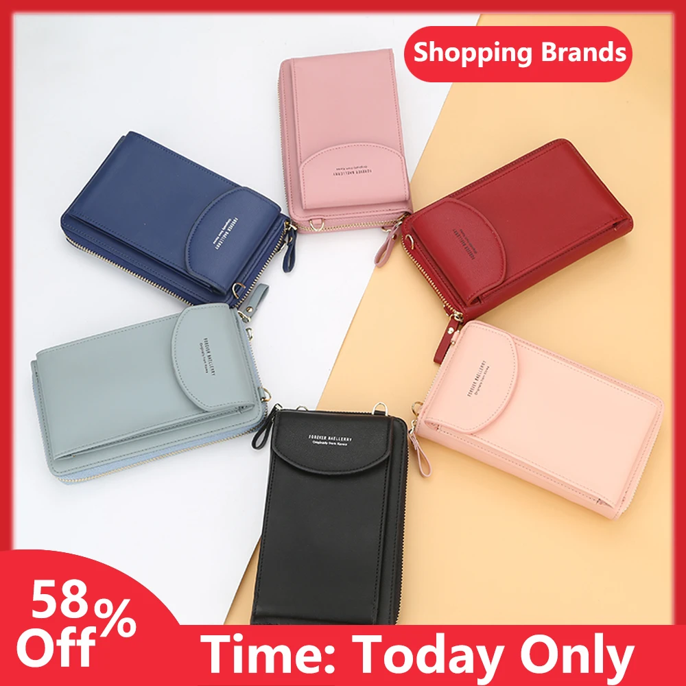 2020 new ladies wallet solid color small Messenger bag multi-function cell phone pocket portable with chain shoulder bags