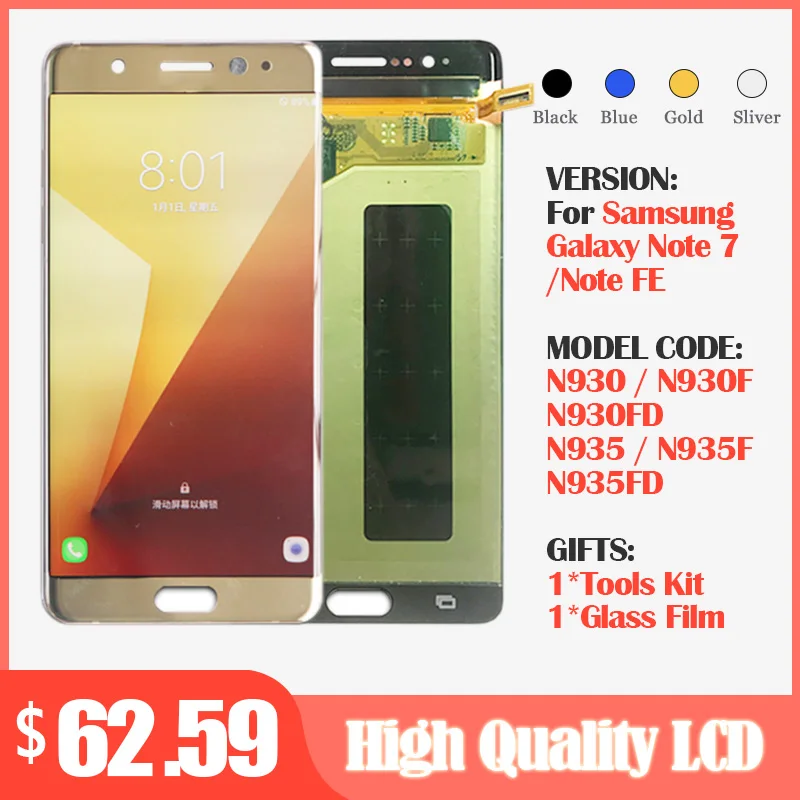  AMOLED 5.7''Display For Samsung Note Fan Edition FE Note 7 N930F N935F LCD+Touch Screen Digitizer A