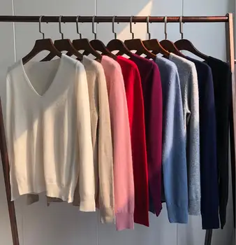 

Solid Color Knitwear 7 Colors Long Sleeve Tops Autumn Knitted Pullover Sweater