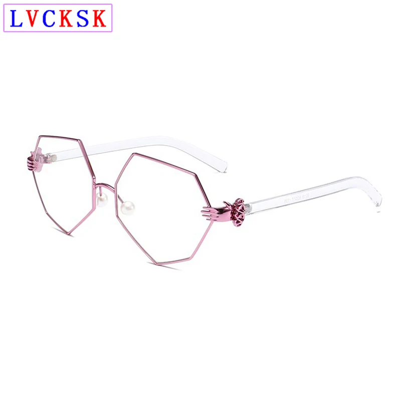 

New Fashion Transparent Glasses for Women Men Hands Palm Fingers Clear Glass Eyeglasses Irregular Polygon Celebrity Spectacle N5