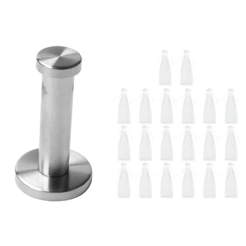 

6 PCS for Stainless Steel Wall-Mount Towel Hook Coat Hanger with 20Pcs Sheer Organza Wine Bags 14X37cm (White)