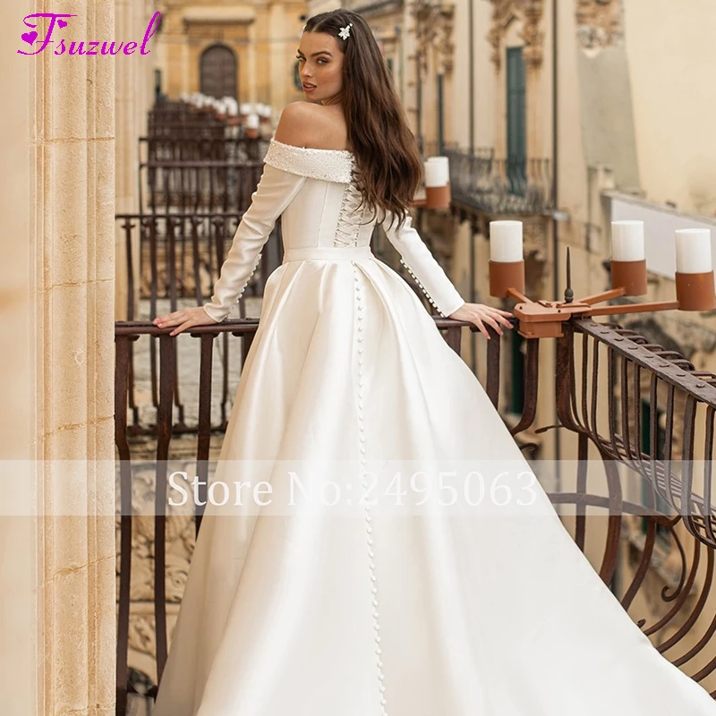 Meganbridal Womens Elegant 3/4 Sleeves Long Mermaid Wedding Dresses with Train for Bride Bridal Ball Gown 2021 
