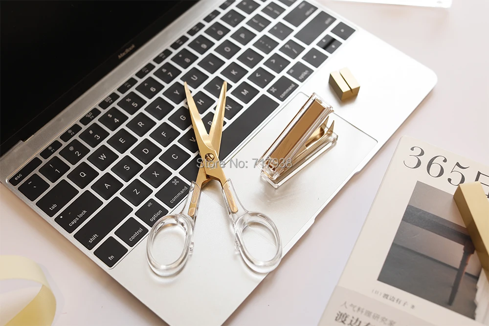 Acrylic Gold Scissors and Staple Remover Office Accessories Stationery  Supplies