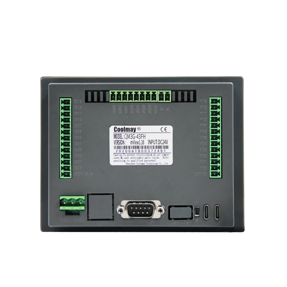 4 3 дюймов HMI Plc интегрированный QM3G 43FH 24MR 4AD2DA 485P 12 Релейные выходы Coolmay Аналоговый с ПЛК входного сигнала