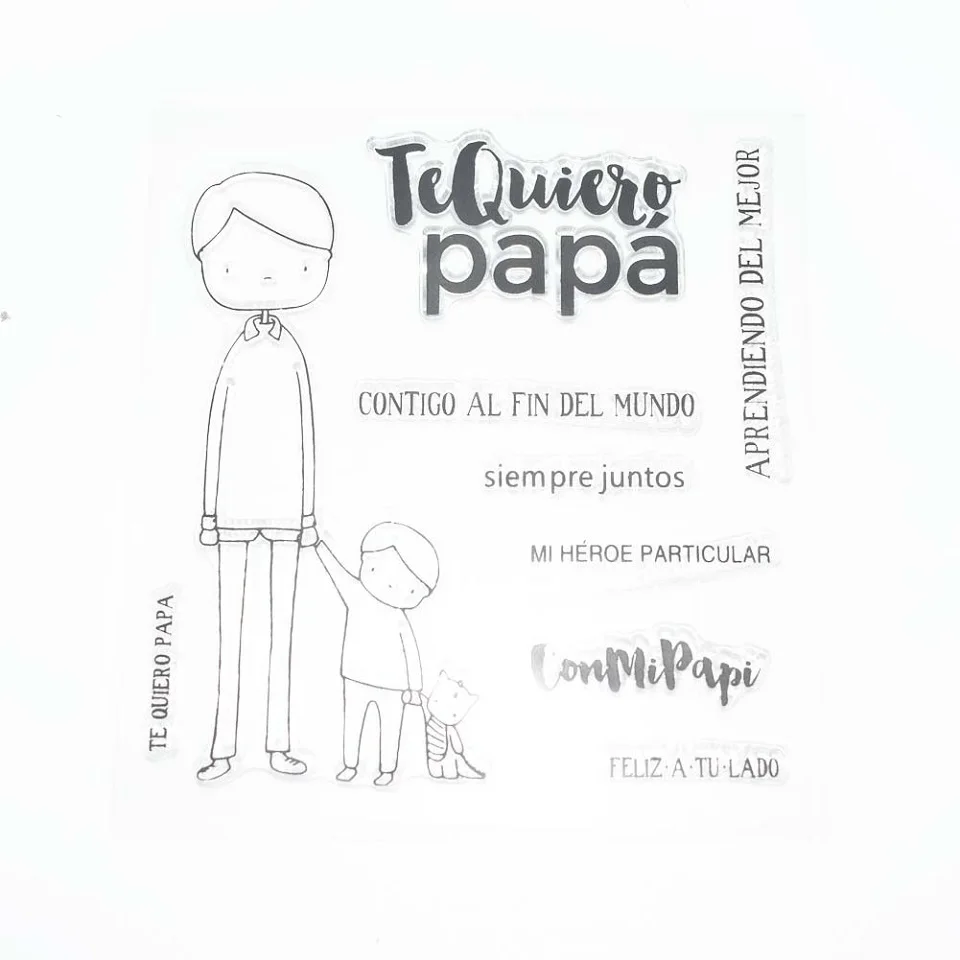 10*10 испанский отец держит сына прозрачный силиконовый штамп печать для DIY Скрапбукинг Фотоальбом декоративный прозрачный штамп