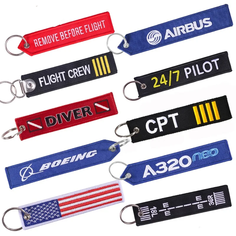 Car Keychains Flight Embroidery Remove-Before Aviation Gifts Customize Jewelry Fobs Berloques