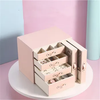 

New Large-capacity Multi-layer Drawer Jewelry Box Waterproof PU Leather Multifunctional Desktop Jewelry Watch Storage Box