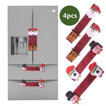 4 шт./компл. силиконовая перчатка для микроволновки Дверная ручка Крышка стерео Санта Клаус холодильник перчатка Рождественское украшение для кухни дома