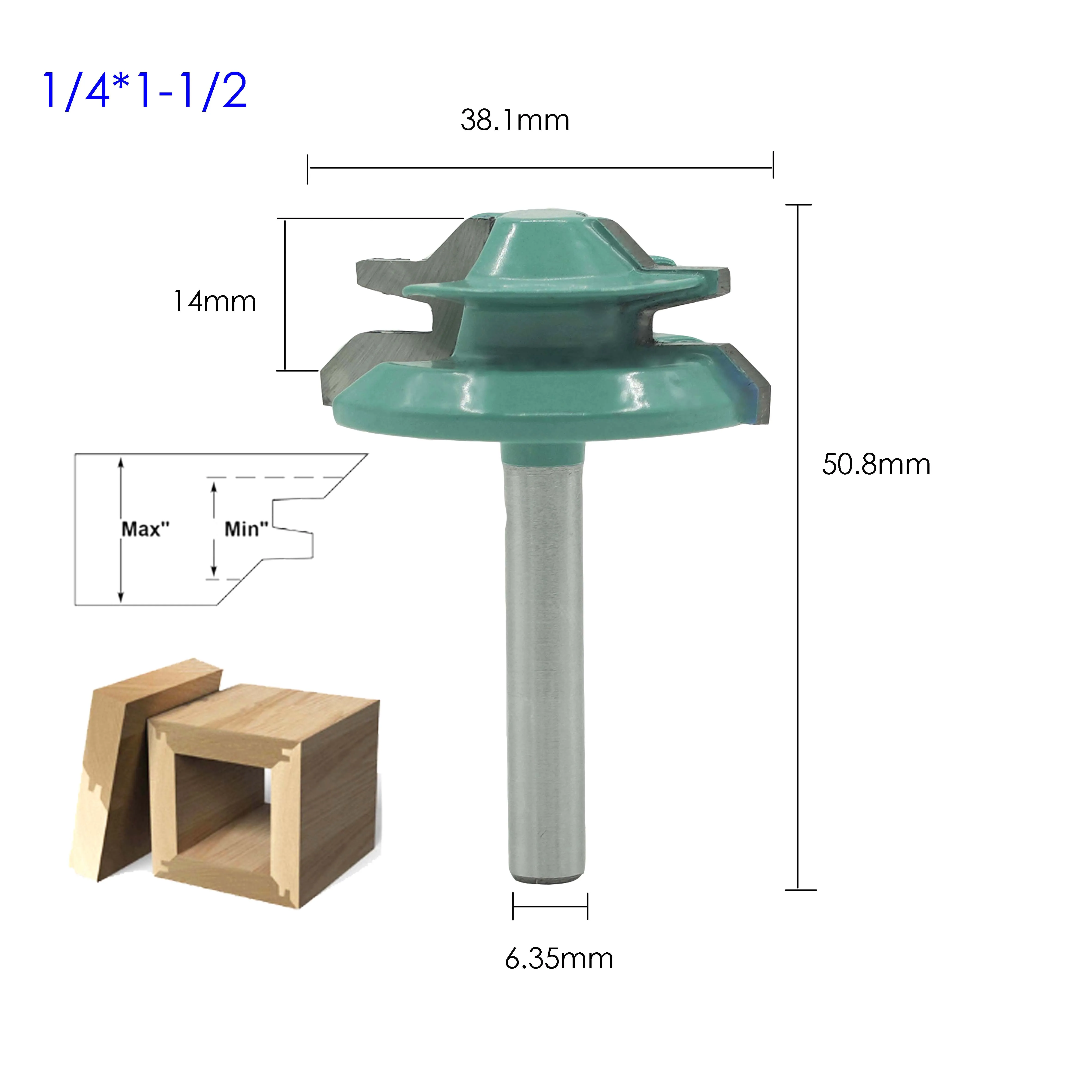 1PC 1/4"shank 8mm Shank Lock Miter Router Bit Anti-kickback 45 Degree 3/4 Inch Stock Tenon Cutter for Woodworking Tools
