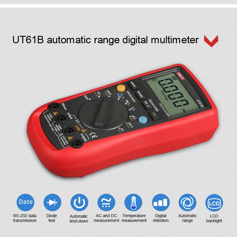 Цифровой мультиметр clampmeter измерение температуры UNI T UT61A отсчетов Автоматический