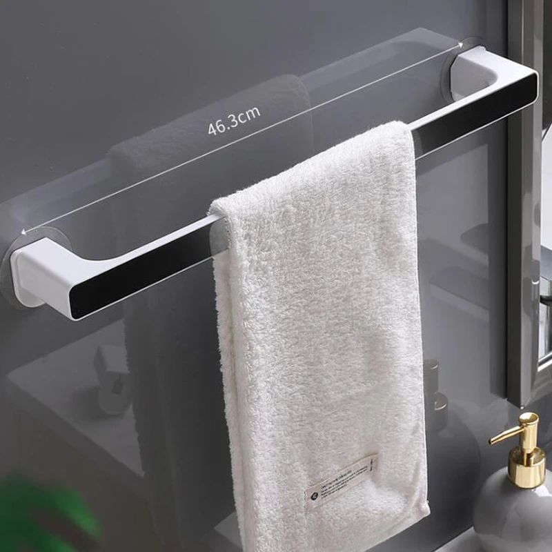 Bathroom Towel Storage Rack Towel Rack Wall-Mounted Bathroom Hook Kitchen Bar Self-adhesive Holder Rail
