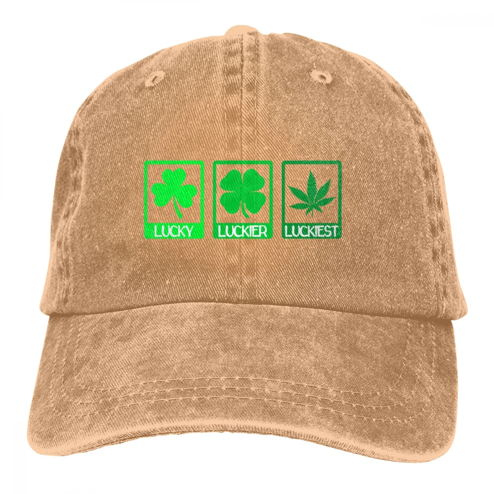 Lucky Luckier Luckiest Casquette черные унисекс Мужские Женские джинсовые бейсболка с ремешком кепки Регулируемая шляпа для гольфа папа - Цвет: Хаки