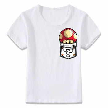 

Kids Clothes T Shirt Mario Mushroom Star Pocket Tee Boys and Girls Toddler Shirts Tee