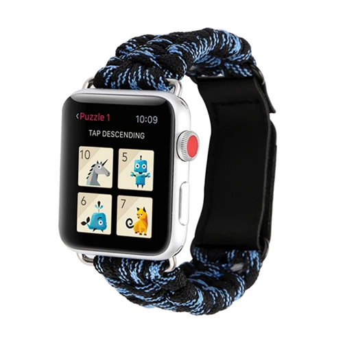 black blue Ремешок для apple watch, ремешок 42 мм, 38 мм, версия apple watch 4 браслет 44 мм 40 мм наручных часов iwatch, 4/3/2/1 для путешествий нейлоновый зонтик ремень - Цвет ремешка: black blue