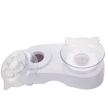 

Newest Double Bowls Cat Food Bowl Anti-choke Slow Feeder Drinking with Raised Stand