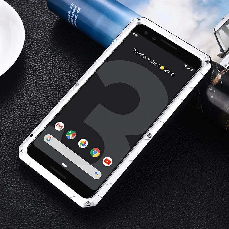 Для Google Pixel 3 Чехол Жесткий Алюминиевый металлический протектор экрана из закаленного стекла Подарочный чехол для Google Pixel 3 сверхмощная защита